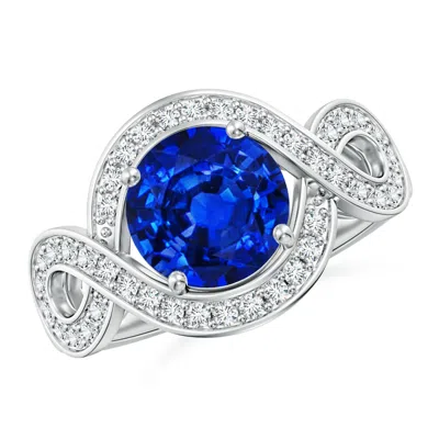 ANGARA ROUND LAB-GROWN BLUE SAPPHIRE INFINITY ENGAGEMENT RING WITH ACCENTS