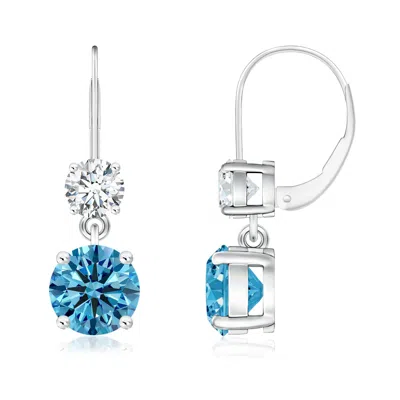ANGARA ROUND LAB-GROWN FANCY INTENSE BLUE DIAMOND LEVERBACK DANGLE EARRINGS