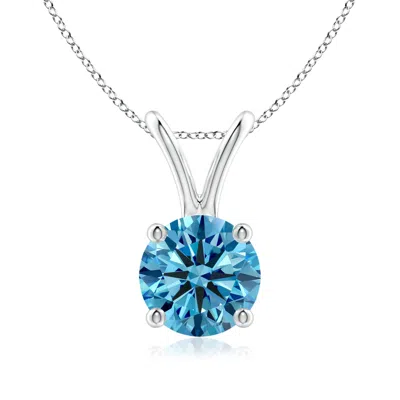 ANGARA ROUND LAB-GROWN FANCY INTENSE BLUE DIAMOND SOLITAIRE V-BALE PENDANT