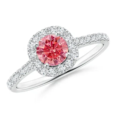 ANGARA ROUND LAB-GROWN FANCY INTENSE PINK DIAMOND HALO RING WITH ACCENTS