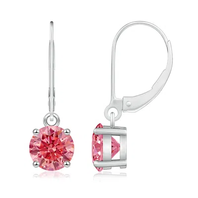 ANGARA ROUND LAB-GROWN FANCY INTENSE PINK DIAMOND LEVERBACK EARRINGS