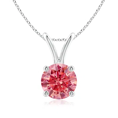 ANGARA ROUND LAB-GROWN FANCY INTENSE PINK DIAMOND SOLITAIRE V-BALE PENDANT