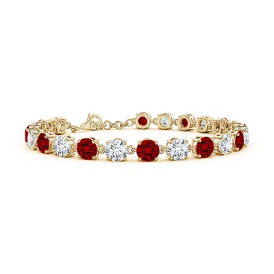 ANGARA ROUND LAB-GROWN RUBY AND DIAMOND TENNIS LINK BRACELET