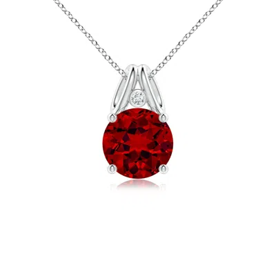 ANGARA ROUND LAB-GROWN RUBY PENDANT WITH DIAMOND