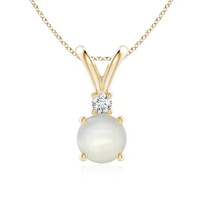 ANGARA ROUND MOONSTONE SOLITAIRE V-BALE PENDANT WITH DIAMOND