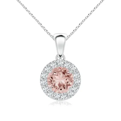 ANGARA ROUND MORGANITE AND DIAMOND HALO PENDANT