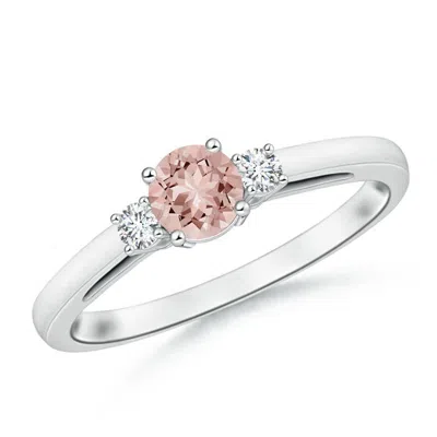 ANGARA ROUND MORGANITE & DIAMOND THREE STONE ENGAGEMENT RING
