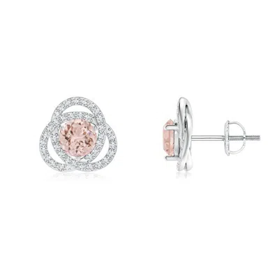 ANGARA ROUND MORGANITE CELTIC KNOT STUD EARRINGS WITH DIAMOND