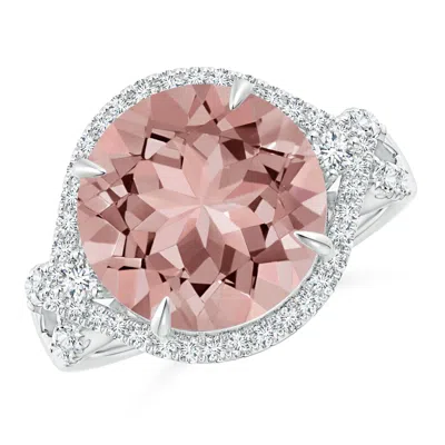 ANGARA ROUND MORGANITE COCKTAIL RING WITH DIAMOND ACCENTS