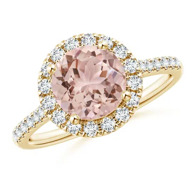 ANGARA ROUND MORGANITE HALO RING WITH DIAMOND ACCENTS