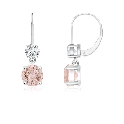 ANGARA ROUND MORGANITE LEVERBACK DANGLE EARRINGS WITH DIAMOND