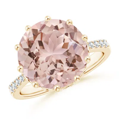 ANGARA ROUND MORGANITE REVERSE TAPERED SHANK COCKTAIL RING