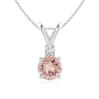 ANGARA ROUND MORGANITE SOLITAIRE V-BALE PENDANT WITH DIAMOND
