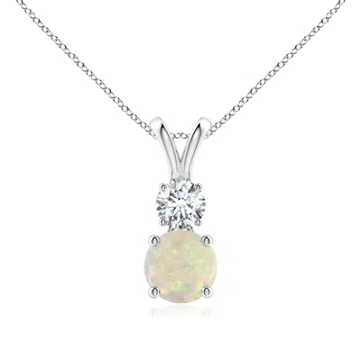 ANGARA ROUND OPAL AND DIAMOND TWO STONE PENDANT