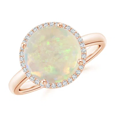 ANGARA ROUND OPAL COCKTAIL RING WITH DIAMOND HALO