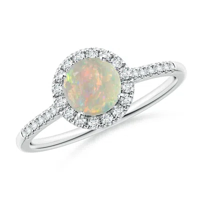 ANGARA ROUND OPAL HALO RING WITH DIAMOND ACCENTS
