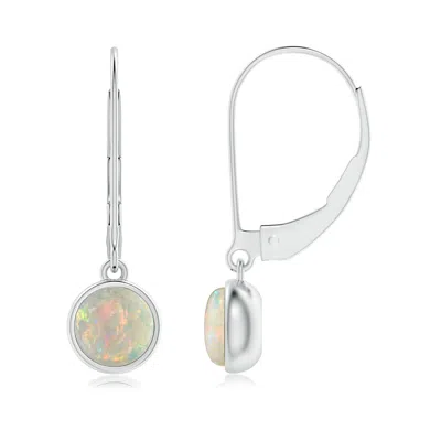 ANGARA ROUND OPAL SOLITAIRE DROP EARRINGS WITH LEVERBACK