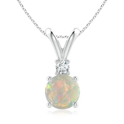 ANGARA ROUND OPAL SOLITAIRE V-BALE PENDANT WITH DIAMOND
