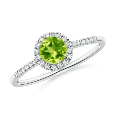 ANGARA ROUND PERIDOT HALO RING WITH DIAMOND ACCENTS