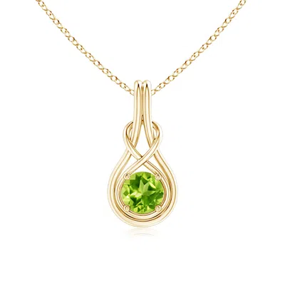 ANGARA ROUND PERIDOT SOLITAIRE INFINITY KNOT PENDANT