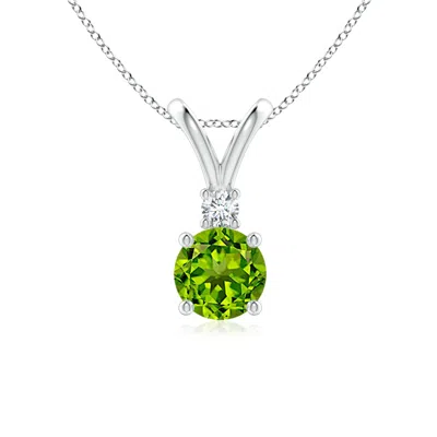 ANGARA ROUND PERIDOT SOLITAIRE V-BALE PENDANT WITH DIAMOND