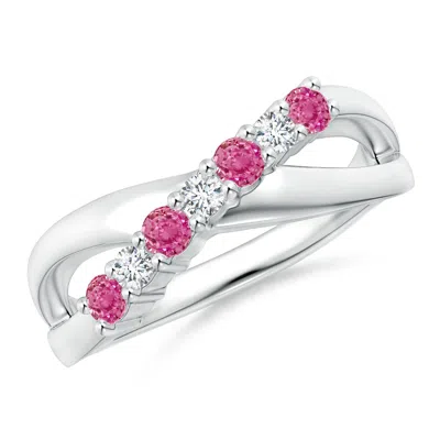 ANGARA ROUND PINK SAPPHIRE AND DIAMOND CROSSOVER RING