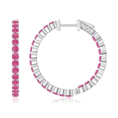 ANGARA ROUND PINK SAPPHIRE INSIDE OUT HOOP EARRINGS