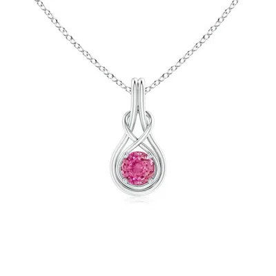 ANGARA ROUND PINK SAPPHIRE SOLITAIRE INFINITY KNOT PENDANT