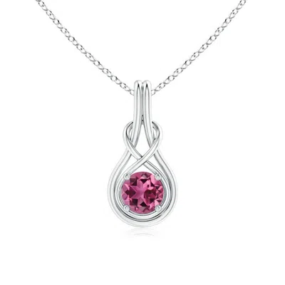 ANGARA ROUND PINK TOURMALINE SOLITAIRE INFINITY KNOT PENDANT