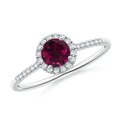 ANGARA ROUND RHODOLITE HALO RING WITH DIAMOND ACCENTS