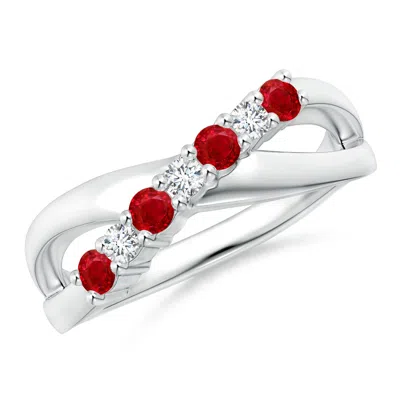 ANGARA ROUND RUBY AND DIAMOND CROSSOVER RING
