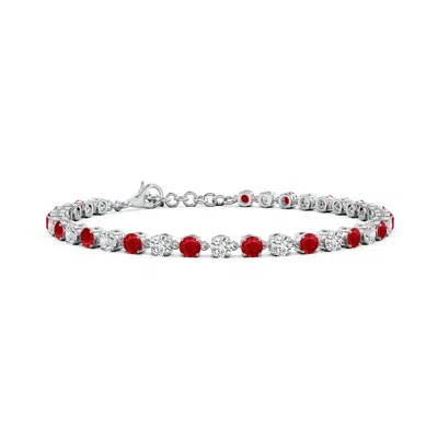 ANGARA ROUND RUBY AND DIAMOND TENNIS LINK BRACELET