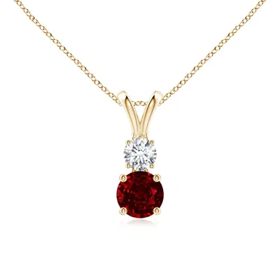 ANGARA ROUND RUBY AND DIAMOND TWO STONE PENDANT