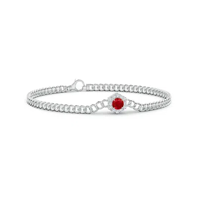 ANGARA ROUND RUBY BRACELET WITH HEXAGONAL DIAMOND HALO