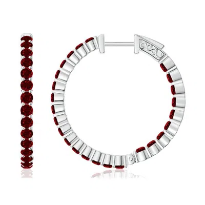 ANGARA ROUND RUBY INSIDE OUT HOOP EARRINGS