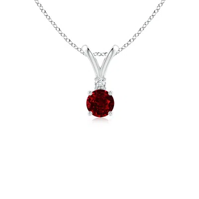 ANGARA ROUND RUBY SOLITAIRE V-BALE PENDANT WITH DIAMOND