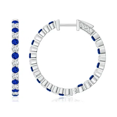 ANGARA ROUND SAPPHIRE AND DIAMOND INSIDE OUT HOOP EARRINGS