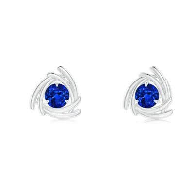 ANGARA ROUND SAPPHIRE TRILLION WRAP STUDS