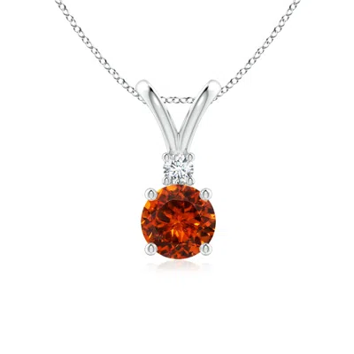 ANGARA ROUND SPESSARTITE SOLITAIRE V-BALE PENDANT WITH DIAMOND