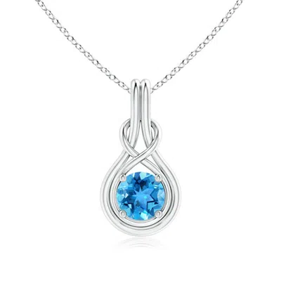 ANGARA ROUND SWISS BLUE TOPAZ SOLITAIRE INFINITY KNOT PENDANT
