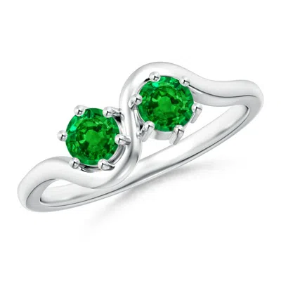 ANGARA ROUND TWO STONE TWIST EMERALD RING