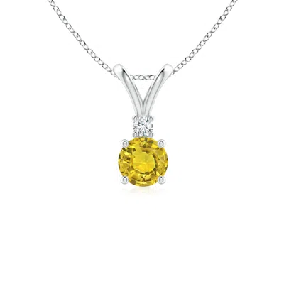 ANGARA ROUND YELLOW SAPPHIRE SOLITAIRE V-BALE PENDANT WITH DIAMOND