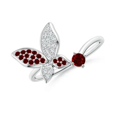 ANGARA RUBY AND DIAMOND BUTTERFLY BYPASS RING