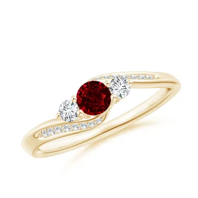 ANGARA RUBY AND DIAMOND THREE STONE BYPASS RING