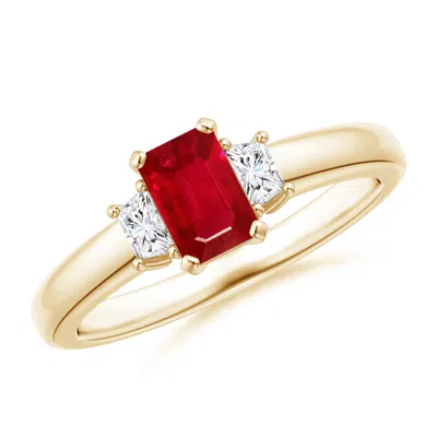 ANGARA RUBY AND DIAMOND THREE STONE RING