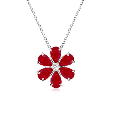 ANGARA RUBY FLOWER CLUSTER PENDANT WITH DIAMOND