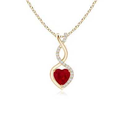 ANGARA RUBY INFINITY HEART PENDANT WITH DIAMONDS