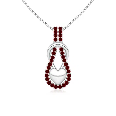 ANGARA RUBY INFINITY KNOT PENDANT WITH PUFFED HEART