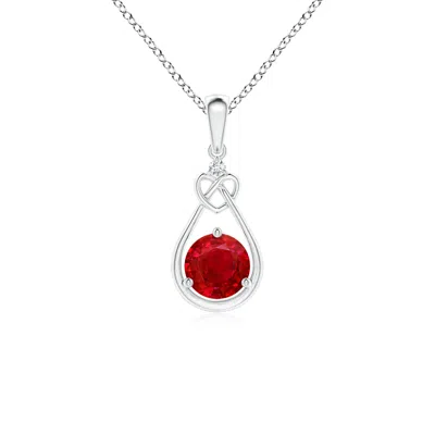 ANGARA RUBY KNOTTED HEART PENDANT WITH DIAMOND