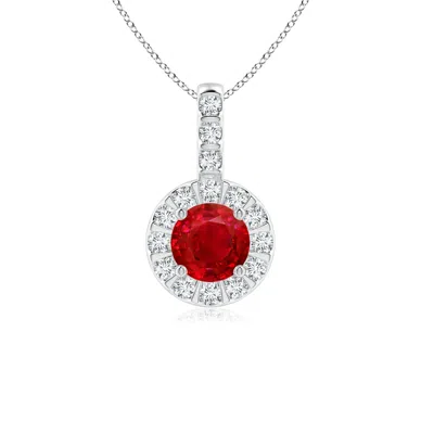 ANGARA RUBY PENDANT WITH BAR-SET DIAMOND HALO